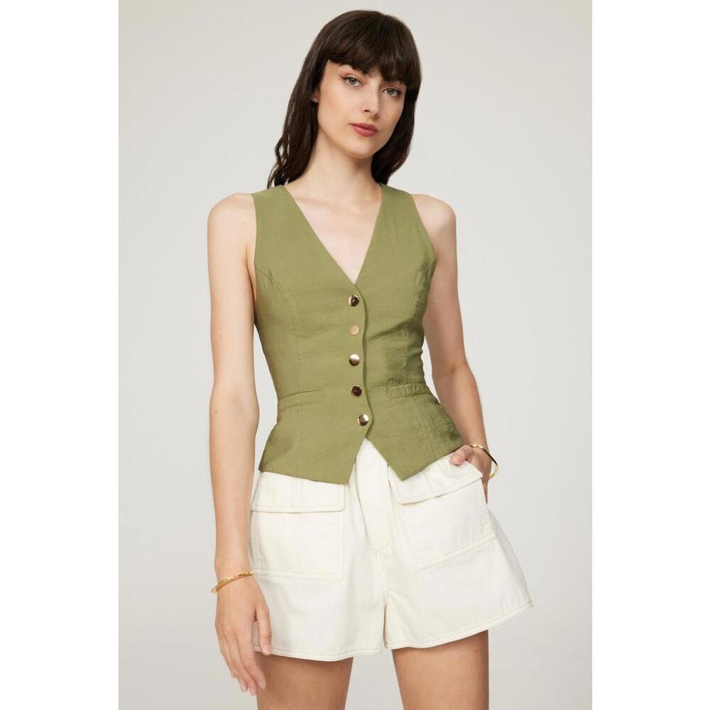Ramy Brook Green Cosette Vest Size S (Missing Button)